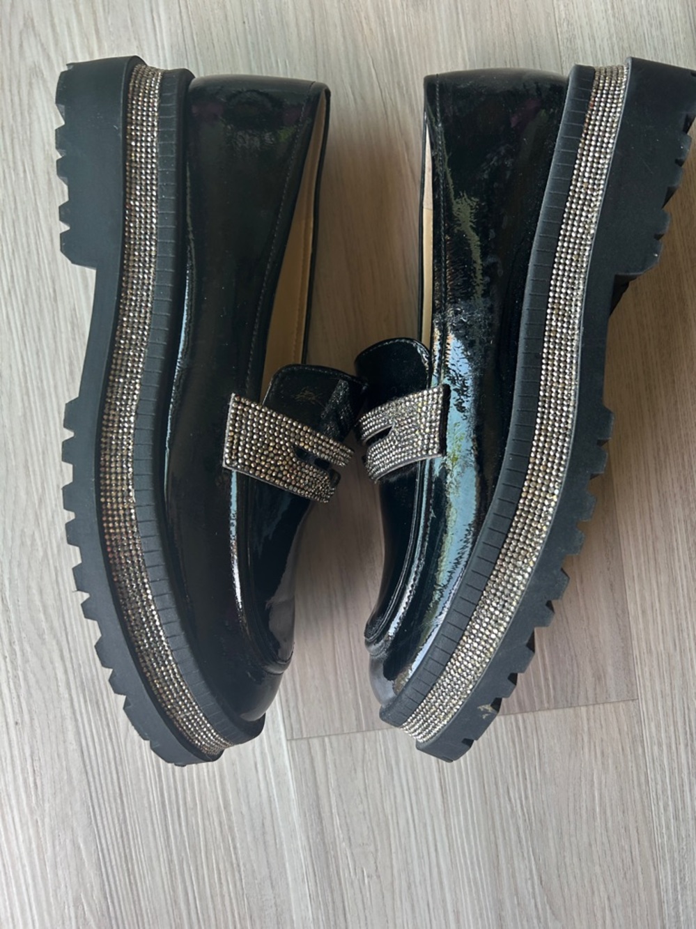 Jessica Simpson Evelyn Penny 
Loafer 10 Black Silver Crystal Glam Platform - Picture 8 of 12